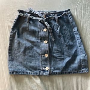 PacSun Denim Button Up Tie Mini Skirt